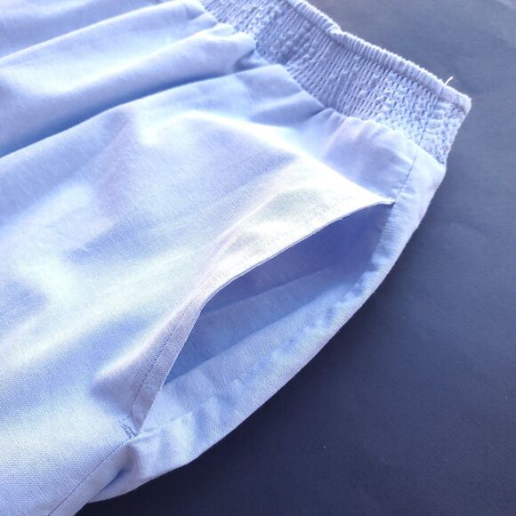 NEW Light Blue Tiered Pull On Skirt Sz L Midi or Maxi Cotton Lightweight Pockets - Picture 3 of 9